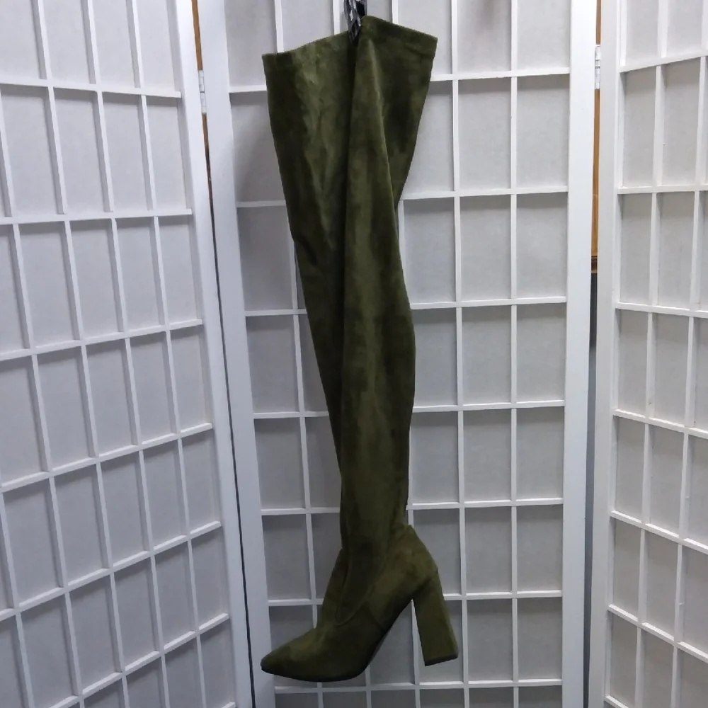 Olive Green Over-the-Knee Boots